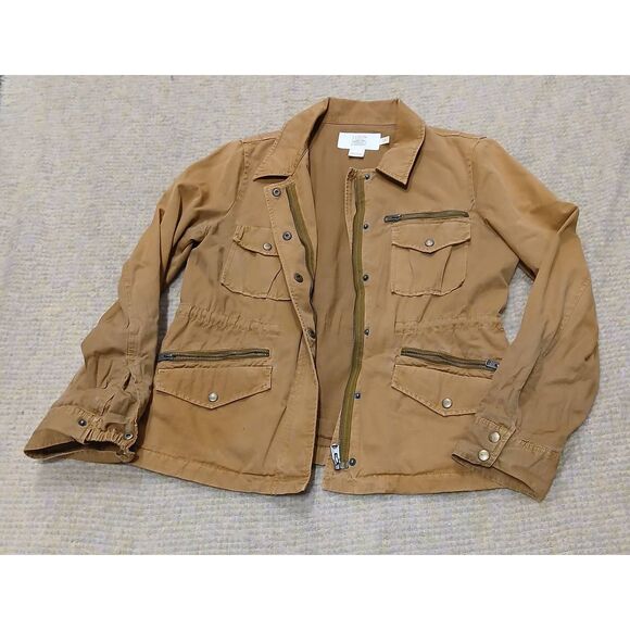 J crew womens medium classic twill chino utility fall jacket tan wheat color - Picture 1 of 6